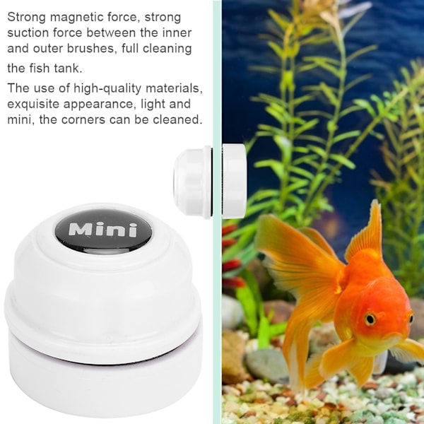 Mini akvarium Sterk magnetisk rengjøringsbørste Akvarium Glass Alger Fjerning Tørking Cleaner Scrubberhvit