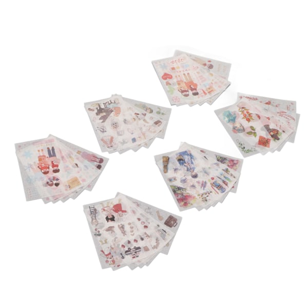 36 ark Scrapbook Paper Stickers Semitransparent Flexibel Återanvändbara Japan Paper Stickers för Notebook Diary Laptop