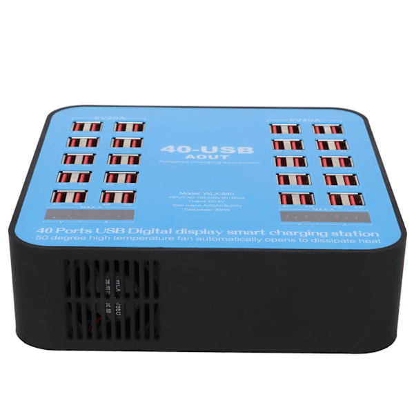 Multiport USB -latausasema WLX‑840 puhelinlatauskeskus 40 porttia 200W matkapuhelimelle tabletille 100‑240V US-pistoke