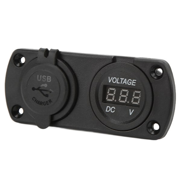Hurtig biloplader spændingsmåler Dobbelt USB 12‑24V Vandtæt 2,1A udgang Universal til motorcykler både