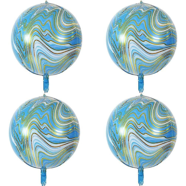 22 tommer blå store agat folieballoner Marmorfolieballoner runde kugle Mylar 4d balloner