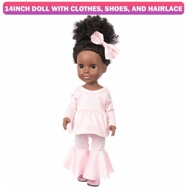 14 tuuman Reborn Baby Dolls Girl Doll Lahja American Doll Vaatteet Kengät Lahja tytöille Toy for Kids Pinkki, malli: Pink