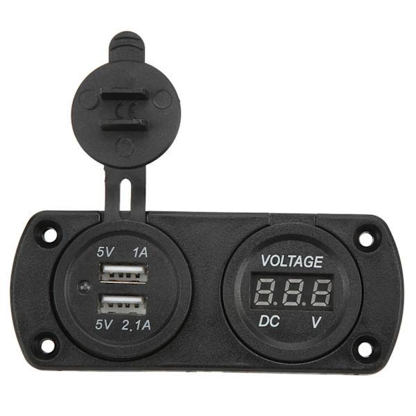 Nopea autolaturi jännitemittari Kaksois-USB 12‑24V Vedenpitävä 2,1A ulostulo Universaali moottoripyörille veneille