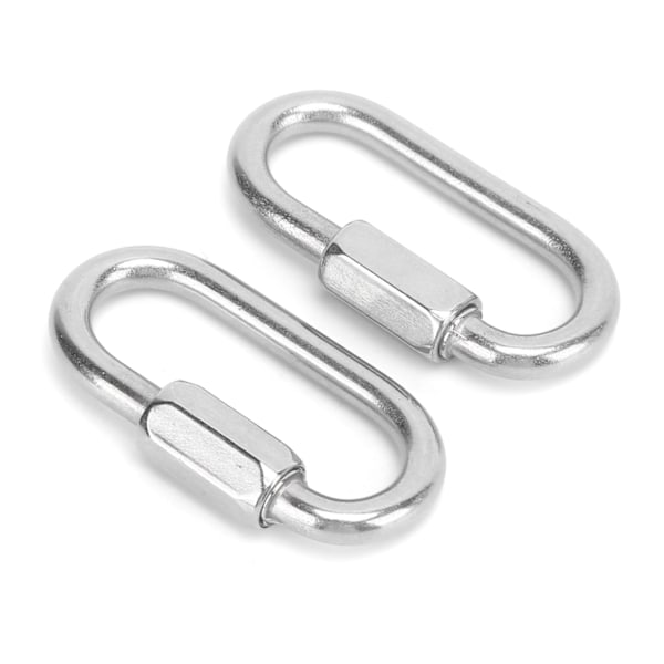 2 stk. Hurtigkobling D-Formet Låsekarabiner i Rustfrit Stål med Hex Skrue til Klatring (5 mm)