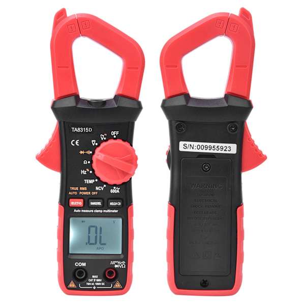TA8315D Multifunktionell digital handhållen skärmklämma Multimeter AC DC Spänningsströmmätare