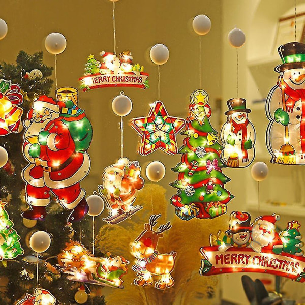 Julfönsterdekorbelysning, Sucker Fönsterhängande ljusslinga Julfestdekorpresent, stor