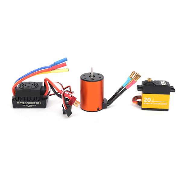 Uppgraderad Vattentät 3650 3100KV Borstlös Motor 60A ESC 20KG Servo Kit för 1/10 RC Bil
