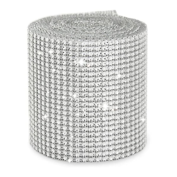 Självhäftande Rhinestone Strip Diamond Bling Crystal Ribbon Sticker Wrap Silver