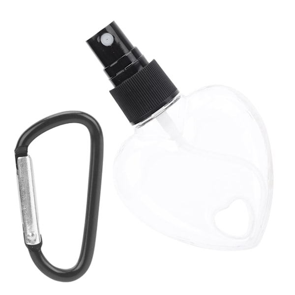 Rejse tom sprayflaske med nøglering 50 ml transparent hjerteformet plastikbeholder Sort spraydysespids