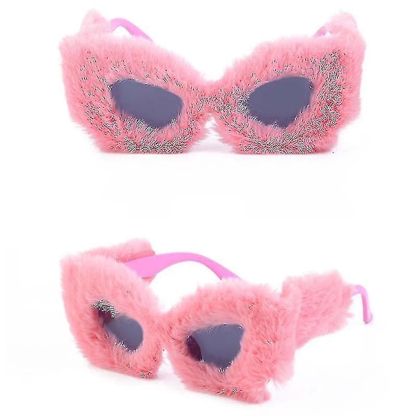 Fluffy Pink Hip Hop -aurinkolasit naisille - Vintage Party -silmälasit