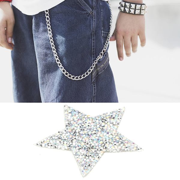 10 st Rhinestone Star Applikation Stryk på kläder Patch för Klänning Skor Väska Hatt (AB Färg)