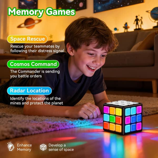 Rechargeable handheld game console Improves brain capacity and memory; stylish children's toy (black). Black