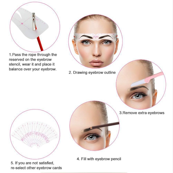 Kulmastensiili Eyebrow Shaper Kit - Uusiokäyttöinen kulmastensiili hihnalla