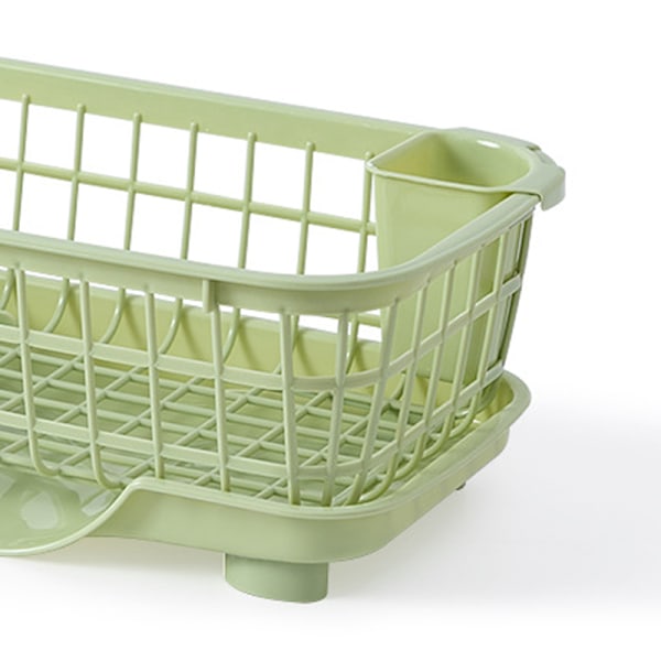 Oppvaskstativ Rask drenering Avtakbar bunn Dreneringsbrett Design Sterk plast Oppvaskstativ for gaffel Spisepinner Grønn