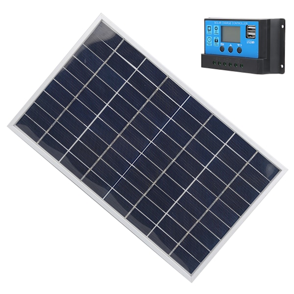 15W 18V polykristallin solpanel 12V/24V PWM Solar Controller 2st LED-lampa för bilar husbilar Fartygsbatteriladdare (20A)