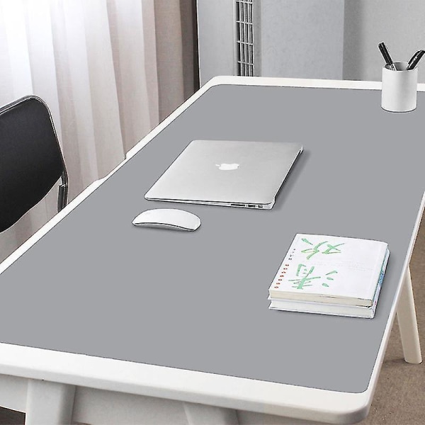 120x60 cm vattentät bordsmatta i PU-läder Musmatta i flera storlekar Datormusmatta Tangentbord Cover Gray