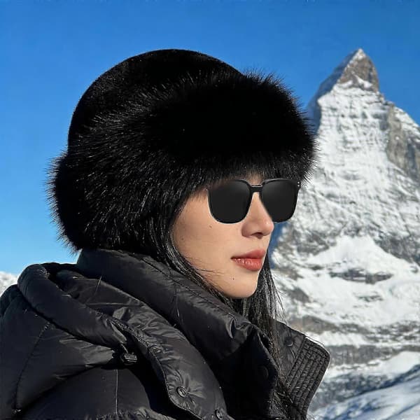 Vintermössa för kvinnor Skidmössa Kosackmössa för vandring i kallt väder Snowboard Black