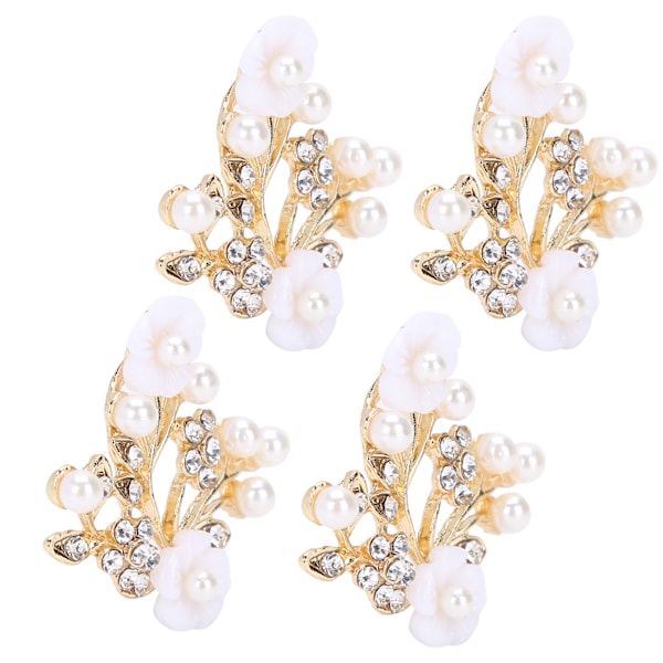 4 st Hollow Crystal Flower Shape Spänne Kläder Väskor Skor Spänne Dekorationsaccessoarer 3,8x4,4cm NO.3 Pärlblomgren Form Spänne