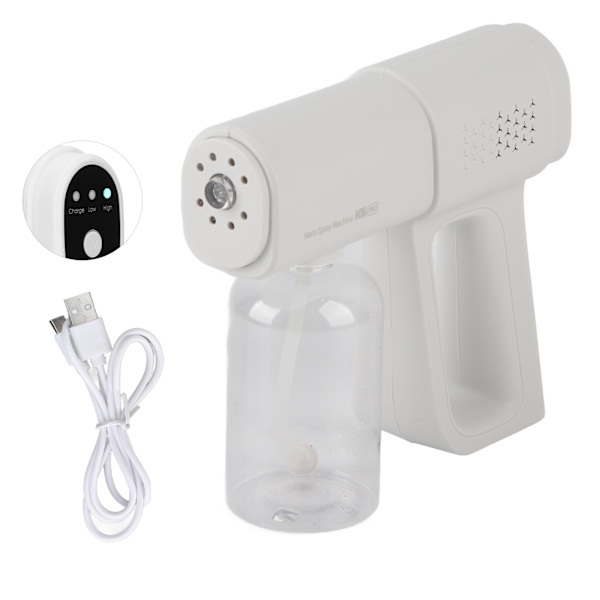 Håndholdt Nanometer Rengøringssprøjte USB Opladbar Trådløs Multifunktionel Fin Mist Sprayer 380ml Hvid