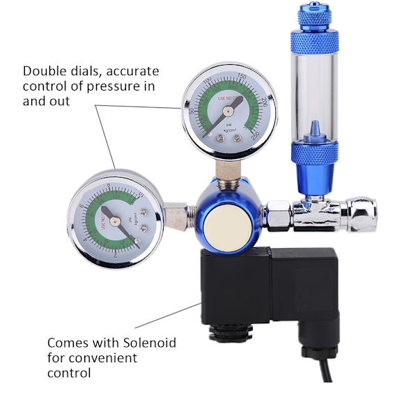 220V G5/8 akvaario CO2-säädin takaventtiili kuplar laskuri magneetti