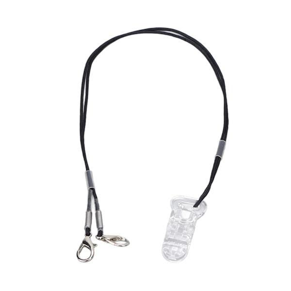 Hørselsapparat Anti Lost Lanyard Svart tau Hvit Transparent klemme Hørselsapparat Beskyttelsestau for eldre barn