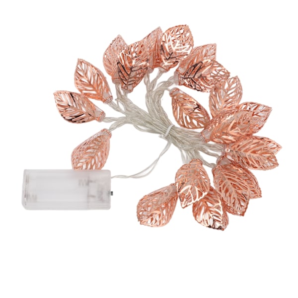Rose Gold String Lights 20 LED-lampor Vattentät batteridriven urholkade lövlampor String Party Dörr inomhus