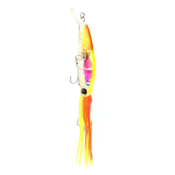 24cm/40g Fiskedrag Bläckfiskbeten Fiskbete Crankbait Tackle Jig Diskantkrok Gul Orange
