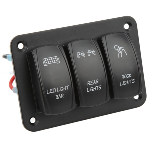 5Pin 3 Gangs vippbrytare Panel Led Light Bar Switch Blå Bakgrundsbelysning DC12‑24V för Marine Båt Bil ATV UTV