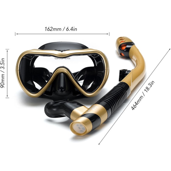 Lækagesikker snorkelsæt antidug snorkelbriller med Easy Dry Snorkelrør til snorkling, Model: Sort