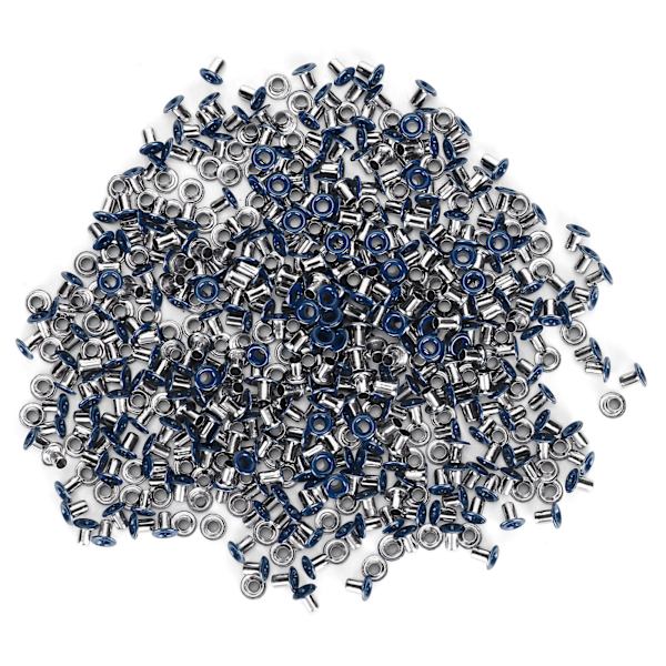 500 st Mässingsöglor 2 mm inre hål Färgglada genomföringar Kit för kläder Skor Väska DIY Crafts Mörkblå