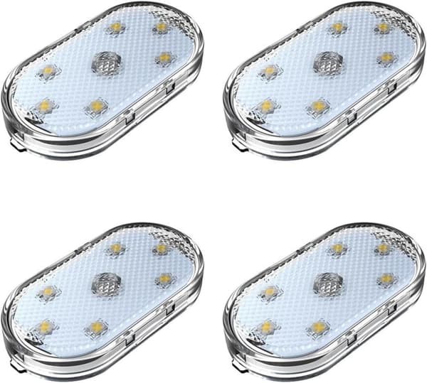 【NX】2/4-pakning trådløse LED-billys, USB oppladbare interiørlys hvite White 4pcs