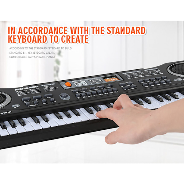 Børnekeyboard Piano 61 tangenter elektronisk multifunktionsmusik pædagogisk legetøj med mikrofon til drenge Piger EU-stik