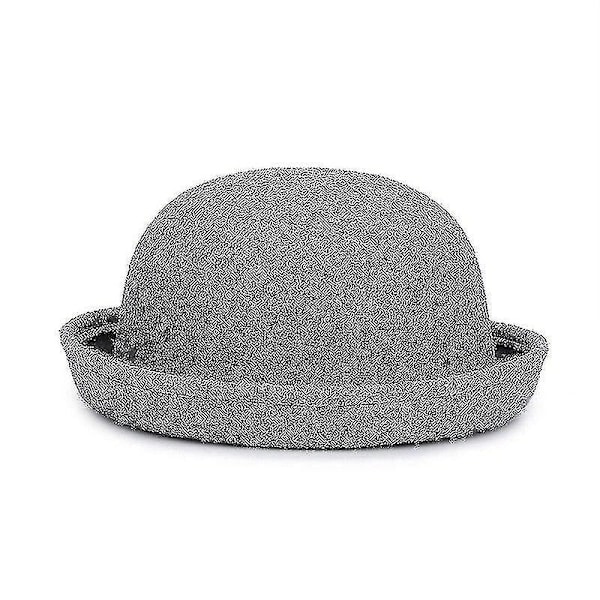 Solidfarget Bowler Derby Ullfilt Hat for Trendy Kvinner 54cm marineblå