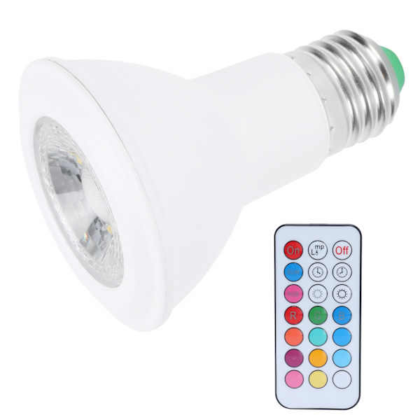 10W RGBW-spotlight med fjärrkontroll E27 färgskiftande glödlampa 85‑265V