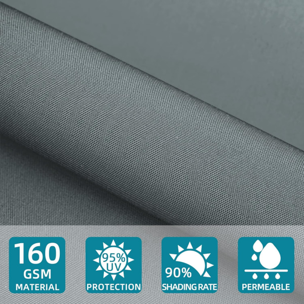 Rektangulær fyrkantig skugga Segel 2,5x3m Farve Grå, Vattentät Canvas 95 % UV-beskyttelse, til udendørs, have og terrasse, swimmingpool