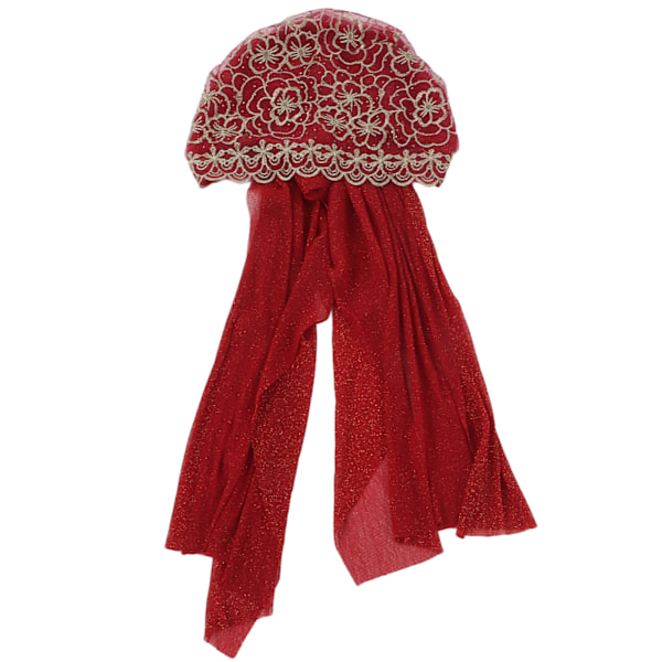Muslimsk hijab for kvinner Elastisk Pustende Myk Komfortabel holdbart materiale Hudvennlig Blomstermønster Muslimsk Turban Vinrød