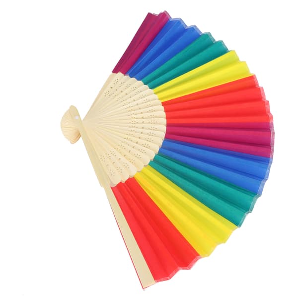 6st 21CM Retro Style Handheld Fläkt Bambu Ram Rainbow Folding Fläkt Kompatibel med dekoration