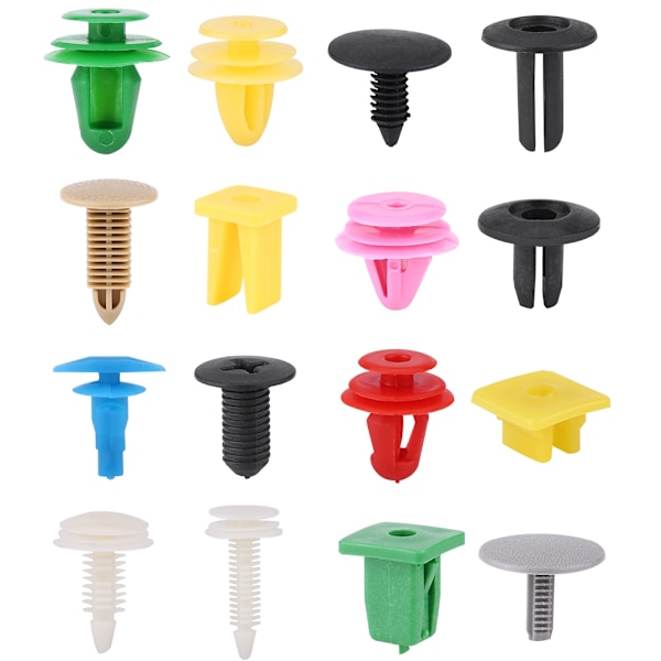 200 st diverse plast bildörr trim Clip Stötfångare Fästelement Hållare Nit Push Pin Kit