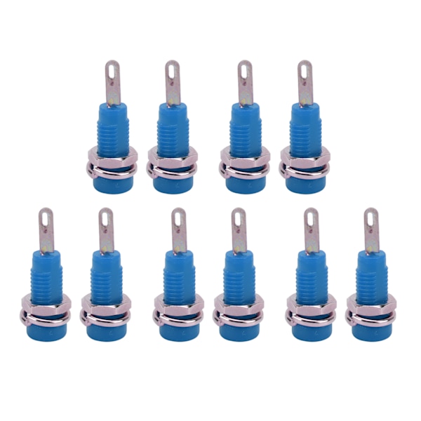 10st J.40003 2mm Banana Jack Panel Socket Extended Post Plug Adapter för elektroniskt instrumentBlå