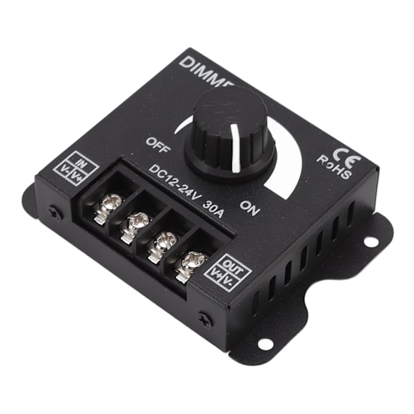 LED-Dimmer Enkanals PWM-belysning Trinløs Dimmerkontrol til 5050 3528 Enfarvede Lysstrimler DC 12V-24V 30A