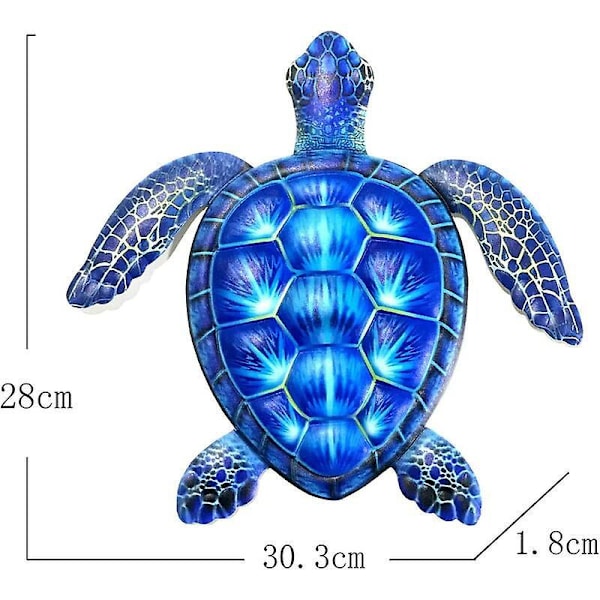 Jern Skildpadde Væghæng - Blå, til Terrasse, Pool, Have, Stue eller Badeværelse