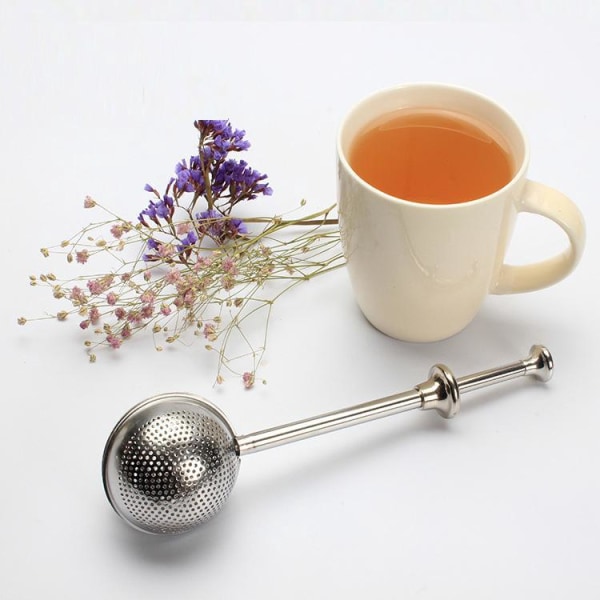 2-pak (18 cm) tekandefjedre, te-si i rustfrit stål, tekande med trykbold med håndtag, til løs te og krydderier