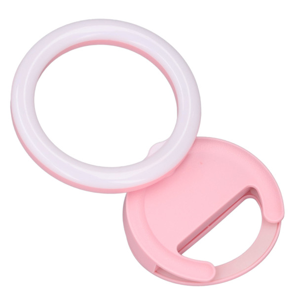 Clip On Ringlys til telefon 180 graders rotation 3 farver LED Selfie Ringlys til telefon Tablets Bærbare computere Rosa