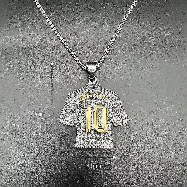 Herrtröjahalsband Hip Hop Messi nr 10 JerseyhalsbandBra kvalitet silver