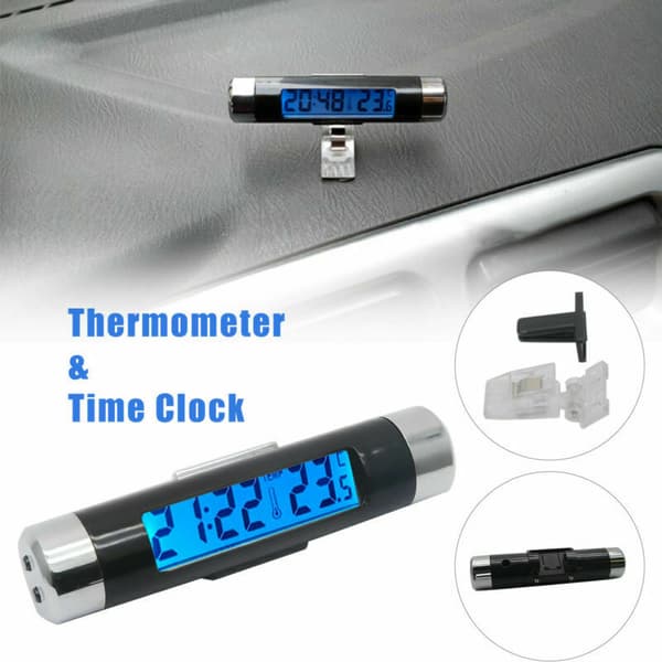 Bilurtermometer tøndeformet LCD-skærm Luftventil Clip On LED Digital urtermometer Kompatibel med bil