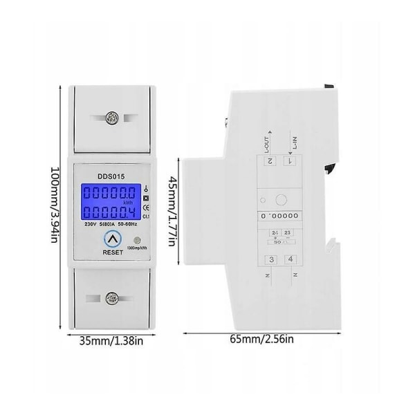 YIDOMDE Enfas elmätare 5-80A 230v 50hz Digital elenergimätare