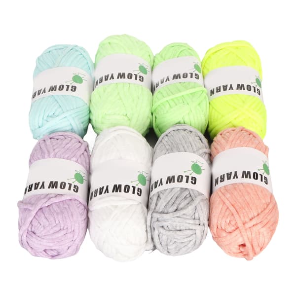 8 Ruller Lysende Garn DIY Håndstrikket Glød i Mørket Lysende Hæklegarn til DIY Kunsthåndværk