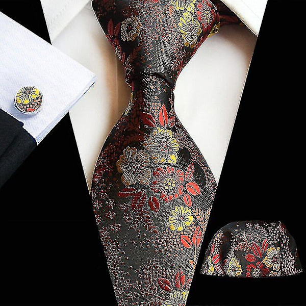 Sett med 3 brune paisley-stripete slips for menn - Perfekt for dress eller bryllupsgave