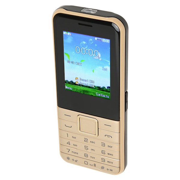 S502 2G Ulåst Multifunksjonell Eldre Mobiltelefon 2.4in Skjerm 3000mAh Dual SIM Telefon 100‑240V Gull EU Plugg