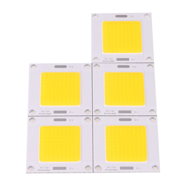 5 stk/sæt Høj Effekt 50W COB LED-integreret lampchip til DIY-pære projektør (varmt lys)